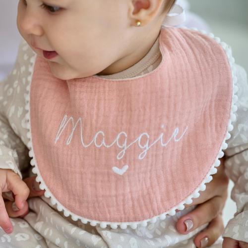Personalized Baby Bib, Monogrammed Baby Bib, Baby Shower Gift, Baby Gift, Baby Bib, Personalized Soft Muslin Bib with Snap Closure for Baby