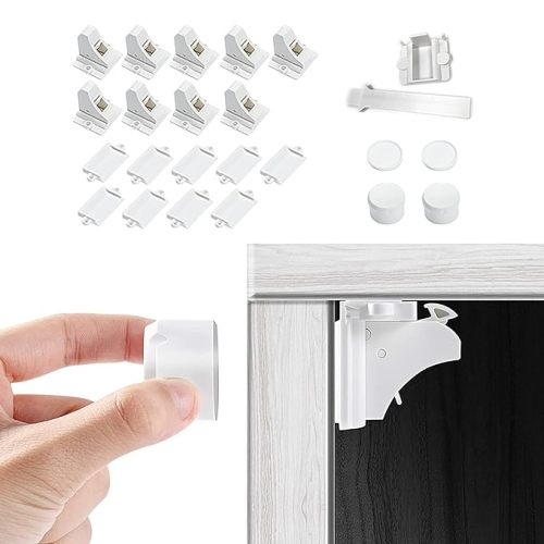 Vmaisi Baby Proofing Magnetic Cabinet Locks (9 Locks and 2 Keys) - Standard - 9.0