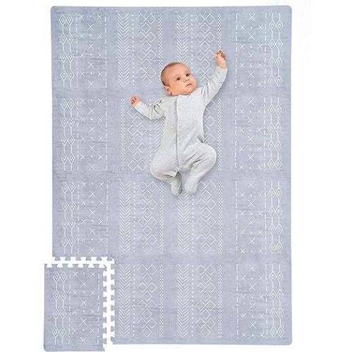 Stylish Baby Play Mat for Your Baby Boy or Girl - Large and Soft Floor Mat Creates A Safe Play Area for Little Ones - A Beautiful Playmat Made of Soft Foam Tiles Fits Nicely As A Kids Playroom Rug