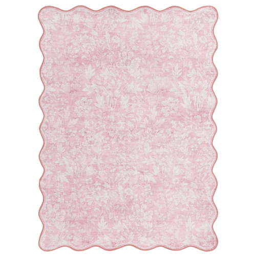 Mainstays Pink Feather Faux Fur Scalloped Indoor Area Rug, 4'x5'6"