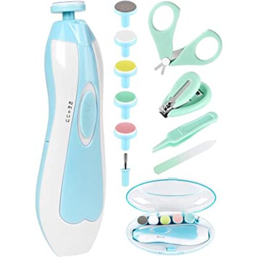 Baby Nail Trimmer Electric-12 in 1 Baby Nail Clippers Safe Baby Nail File Kit with a Nail Clipper, Scissor, Tweezers, and Nail Files