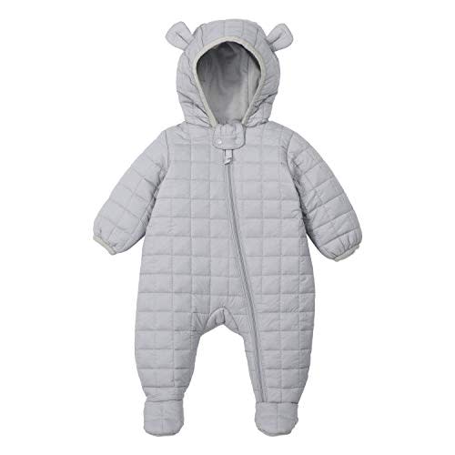 DDY Baby Girl Boy Snowsuit 0-3 Months Down Jacket Hooded Romper Jumpsuit Infant Onesie Winter Outwear Grey