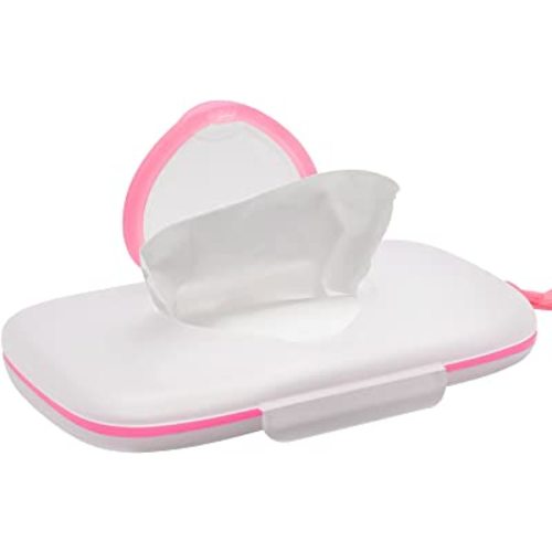 Healeved Baby Wipes Dispenser: On- The- Go Wipes Dispenser Travel Wipes Case Baby Wipe Holder Outdoor Stroller Wet Wipes Box Portable Refillable Wipes Container Pink