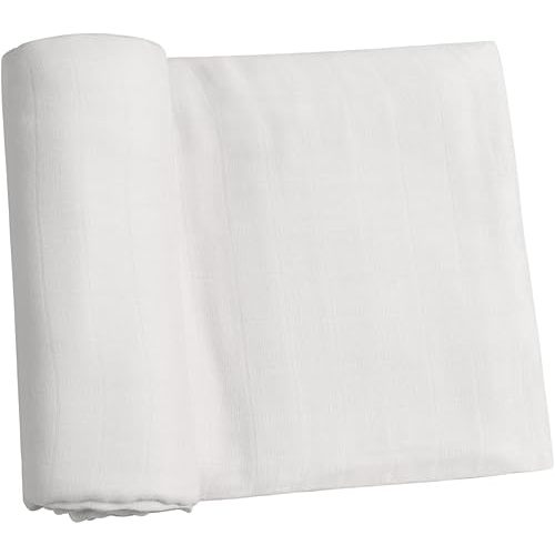 Meracorallo Muslin Swaddle Blanket Silky Soft Receiving Blanket Swaddle Wrap for Baby Boys and Girls, 47 x 47 inches, White