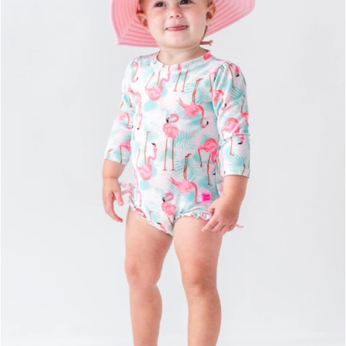 Tropical Print Long Sleeve One Piece Rash Guard