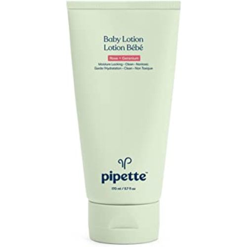 Pipette Baby Lotion - New & Improved Formula, Hydration & Natural Moisture of Baby's Delicate Skin, Renewable Plant-Derived Squalane, Rose + Geranium Aroma, 5.7 fl oz