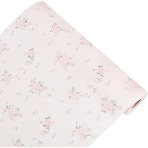 CREATCABIN Plastic Drawer Liners Shelf Cabinet Closet Cupboard Mat Roll (Non-Adhesive) Waterproof Non-Slip Proof Refrigerator Kitchen Protector Lining for Home 30 x 300cm Pink Rose