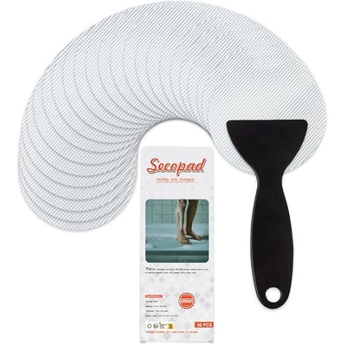 36PCS Non-Slip Bathtub Stickers, Safety Bathroom Tubs Showers Treads Adhesive Decals Scraper Clear