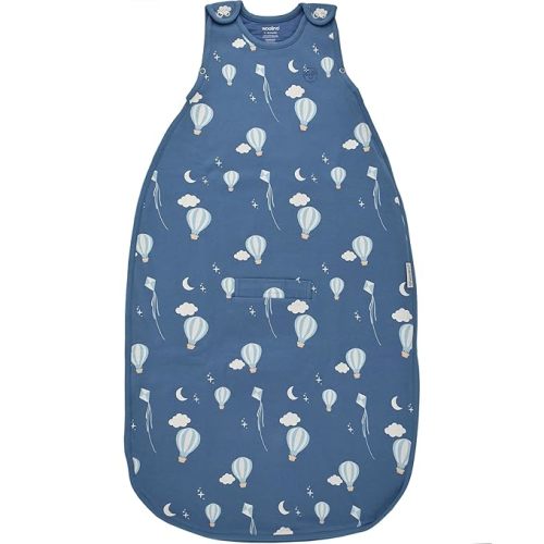 Woolino 4 Season Baby Sleep Sack - Ultimate Baby Sleeping Bag - Merino Wool and Organic Cotton Two-Way Zipper Adjustable Universal Size Sleep Sack (2-24 Months) - Hot Air Balloon