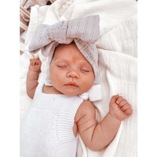 POINTELLE TOPKNOT BOW HEADBAND - DUSTY PURPLE