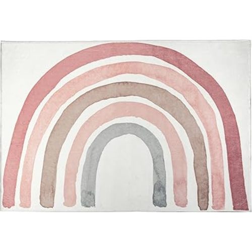 Levtex Baby - Rainbow - Rug/Carpet - 5 x 7 (60in. X 84in.) - Cream, Pink, Mauve, Blush, Grey - 100% Polyester - Woven Fabric Backing - Bedroom, Playroom, Family Room or Kids' Room