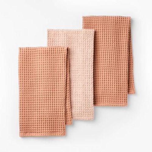 3pc Waffle Kitchen Towels Green - Figmint™