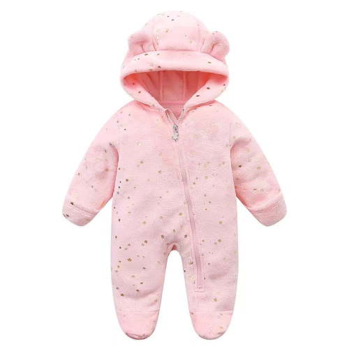 Gubotare Snow Suit Baby Bear Snowsuit Baby Fleece Snowsuit Jumpsuit Hooded Footie Thick Winter Outwear for Boys Girls Size 0 3 Months (Red,0-3 Months)