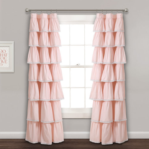 Lush Decor Lace Ruffle Solid Semi-Sheer Single Curtain Panel & Reviews | Wayfair