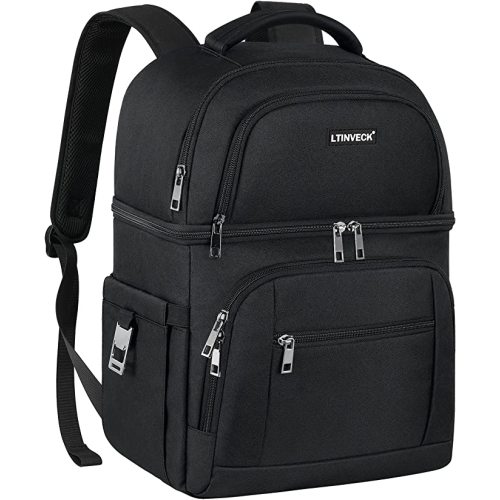 Cooler Backpack,Insulated Backpack Cooler Leakproof Double Deck Cooler Bag for Men Women RFID Lunch Backpack - Black