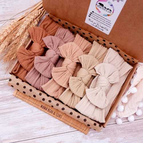 Baby Girl Headband & Bows | Soft Baby Headbands I Bow Bundle Hairband Hairbow | Baby Shower Gift | New Baby Gift | Baby Girl Gift Box