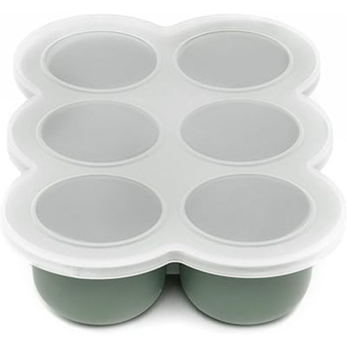 WeeSprout Silicone Baby Food Freezer Tray with Clip-on Lid - Perfect Storage Container for Homemade Baby Food, Vegetable & Fruit Purees, and Breast Milk (Matte Green, Six 3 Ounce Sections)