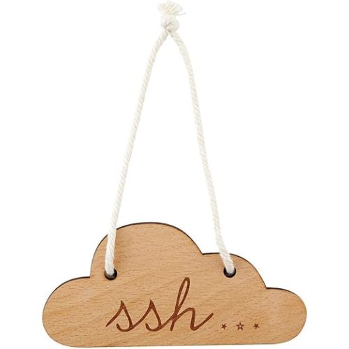 Stephan Baby Hanging Beechwood Nursery Sign Available in 4 Designs, Cloud-Shaped "SSH"