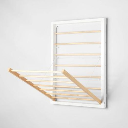 Wall Mounted Drying Rack White - Brightroom™: Folding Pull-out Steel, 36.42" Height, 10lb Capacity, Adult Assembly Required