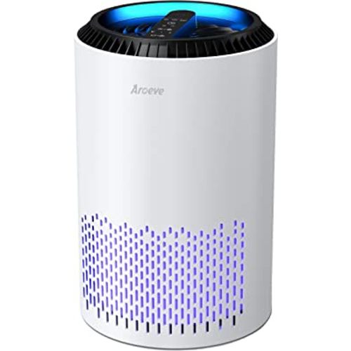 AROEVE Air Purifiers for Home, HEPA Air Purifiers Air Cleaner For Smoke Pollen Dander Hair Smell Portable Air Purifier with Sleep Mode Speed Control For Bedroom Office Living Room, MK01- White