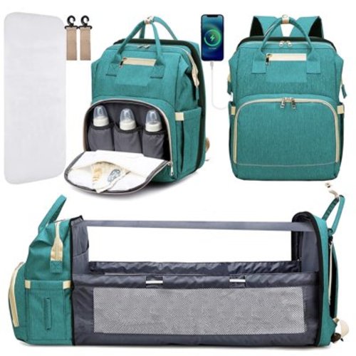Kabaqoo Baby Diaper Backpack with Changing Station, Multifunctional Baby Bag Shower Gift, Green