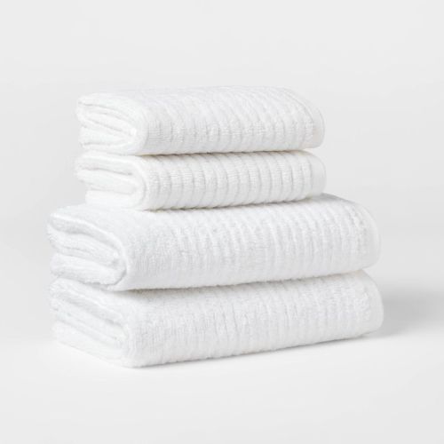 2pk Quick Dry Ribbed Bath Towel Set Aqua - Threshold™: Cotton Terry, Midweight 450-550 Gsm, Machine Washable