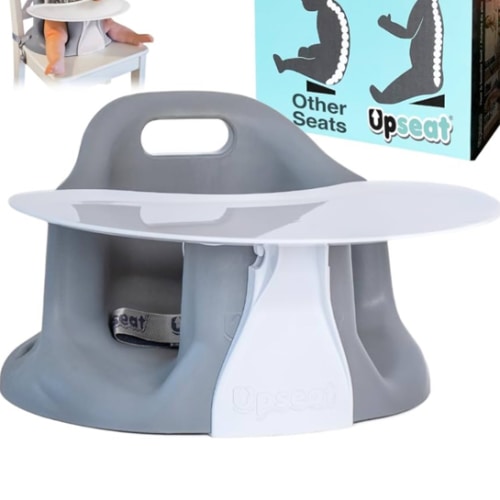 Upseat – The Original Ergonomic Baby Floor & Booster Seat with Tray, Developed with Physical Therapists for Upright Posture & Healthy Hip Development, 4–24 Months, Dishwasher-Safe Extra-Large Tray