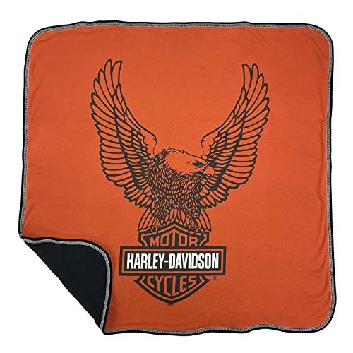 Harley-Davidson Baby Boys' Winged Eagle Receiving Blanket, Vintage Orange/Black