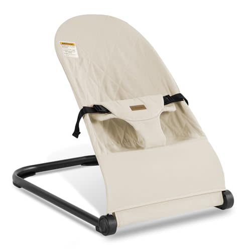 Lfhiwhd Baby Bouncer,Baby Bouncer Seat,Portable Infant Bouncer with 3-Point Safety Harness,Ergonomic Bouncy Seat, Newborns Bouncer for Babies 0-6 Months up to 20lbs,ASTM-Certified(Apricot)