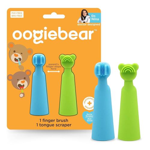 oogiebear Baby Finger Brush & Tongue Scraper - Gentle Oral Care, Soft Silicone, BPA-Free, for Infants & Toddlers