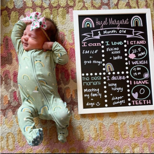 Boho Rainbow Milestone Chalkboard, baby stat board, Baby milestone board, Monthly milestone sign, rainbow theme photo prop board, pastel
