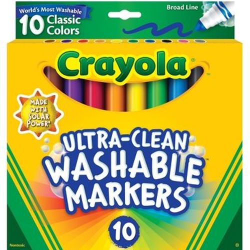 Crayola 10ct Washable Broad Line Markers, School Supplies, Elementary Classroom Essentials for Teachers, Coloring Gift, Ages 3+