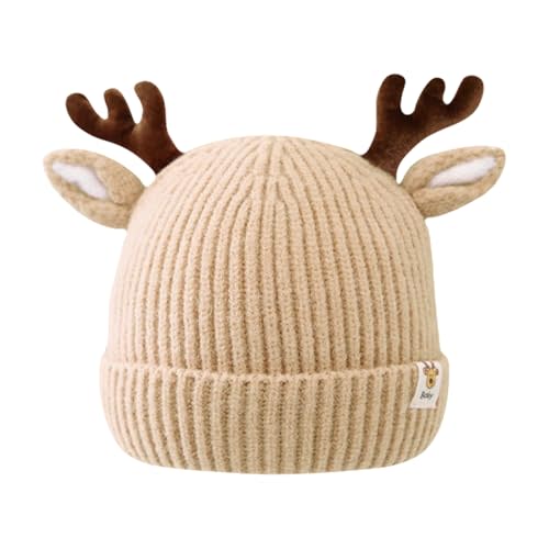 Piewag Baby Beanie Toddler Winter Hat Cute Antler Reindeer Crochet Knitted Hat Christmas Hat Warm Cap for Boys Girls