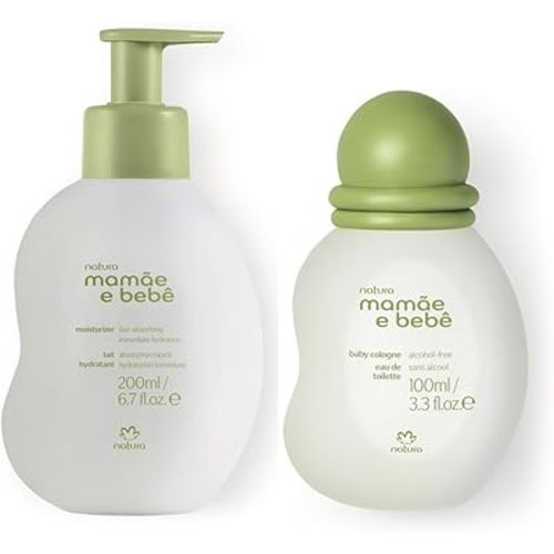 Natura – Mom & Baby Cologne & Moisturizer Bundle | Gentle Alcohol-Free Baby Perfume & Fast Absorbing Lotion | Vegan, 98%+ Natural Origin, Hypoallergenic, Dermatologist-Tested | Mamãe & Bebê