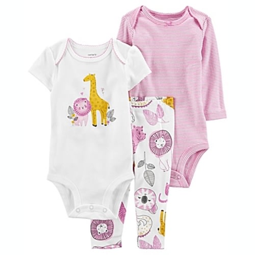 carter's® 3 Months 3-Piece Safari Animals Bodysuits and Pant Set in Purplecarter's®