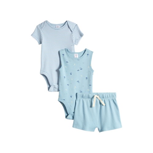 Assorted 3-Piece Cotton Bodysuits & Shorts Set