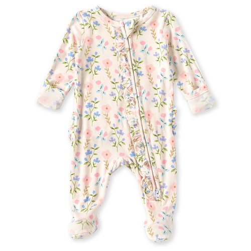 Angel Dear Baby Girls Newborn-9 Months Long Sleeve Multi Floral Print Footie Coverall
