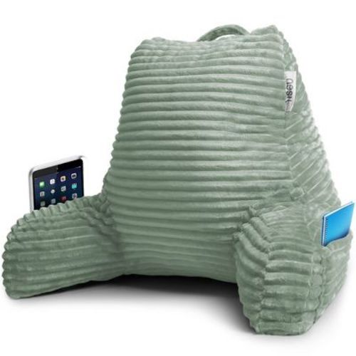 Nestl Reading Pillow For Bed, Standard Bed Pillows For Sitting Up In Bed, White Bed Rest Pillow