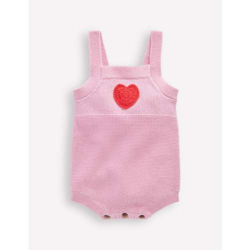 Knitted Romper-Vintage Pink Heart