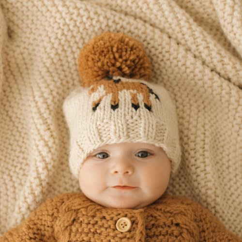 pony handknit beanie (cream) – Bridle Up Hope Shop