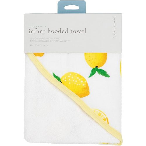 Little Unicorn Cotton Muslin & Terry Infant Hooded Bath Towel | 100% Cotton Muslin & Terry | Extra Soft and Absorbent | Newborn, Baby | Unisex | 30” x 30” | Lemon