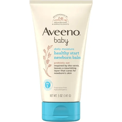 Aveeno Baby Healthy Start Nourishing Newborn Balm, Hypoallergenic Baby Skin Balm with Prebiotic Oat Leaves a Nourishing Layer to Care for Newborn Skin, Fragrance-Free, 5 oz