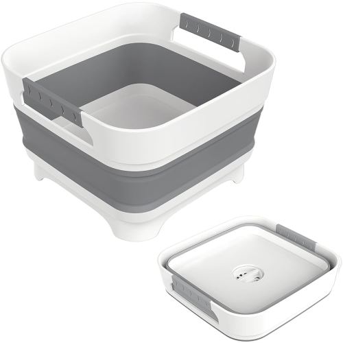 Amazon.com: MontNorth 2.4 Gal Collapsbile Wash Basin with Drian Plug,9L Dish Pan for Soaking Baby Bottles,Portable Sink, Multiuse Foldable Bucket,Ice Beverage Tubs for Camping, Vegetable Washing, RV (Gray) : Industrial & Scientific