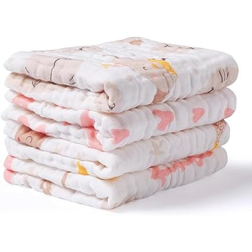 lasoftan Baby Muslin Burp Cloths, 100% Cotton Burping Cloths Super Absorbent Soft, Bath Towel Burp Cloths for Baby Girl Boy, Great Gift for Newborn, 10 x 20 inch, 4 Pack, Unicorn & Star