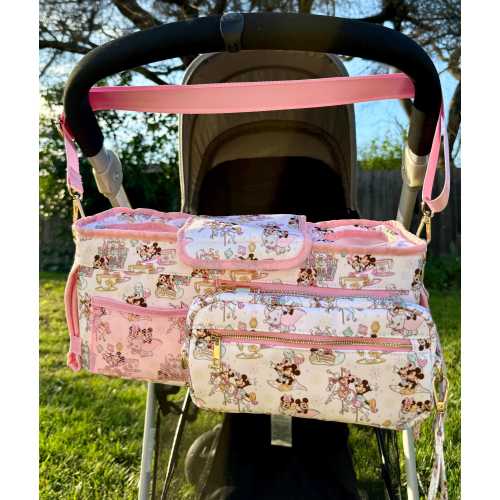 Magical Stroller Caddy Ready to Ship! Mickey Mouse Stroller Caddy, Diaper Bag, Storage Bag, Drink Carrier Stroller