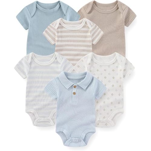 3-6 months Fashion Baby Boy Girl Bodysuits 6-Pack Casual Cotton Soft Infants Outfit New born Clothes