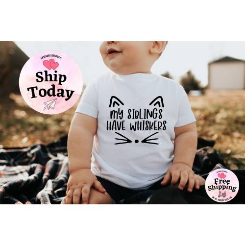My Siblings Have Whiskers Onesie®®, Cat Lover Onesie®®, Baby Shower gift, Cat Onesie®®, Funny Animal Lover Baby Bodysuit, Cute Baby Tees
