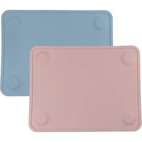WeeSprout Silicone Suction Placemats for Babies, Toddlers & Kids, Durable Food Grade Silicone with Non-Slip Suction, Dishwasher Safe, for Dining Table & Restaurants + Travel Case, 2 Pack
