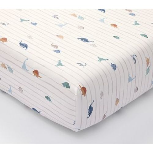 Organic Dillon Dino Stripe Crib Sheet , Multi