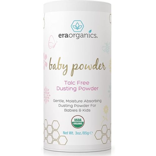 USDA Organic Baby Powder Talc-Free Dusting Powder - Soothing Organic Arrowroot, Calendula and Cornstarch Baby Powder for Newborn, Babies and Toddlers - Made in USA - 3oz/85g